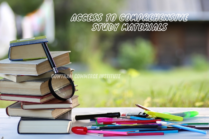 Comprehensive study materials available for CA and CMA coaching students at Gowtham Commerce Institute in Peelamedu Coimbatore