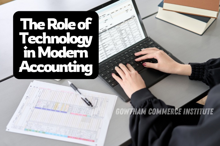 Student learning about the role of technology in modern accounting at Gowtham Commerce Institute in Peelamedu, Coimbatore
