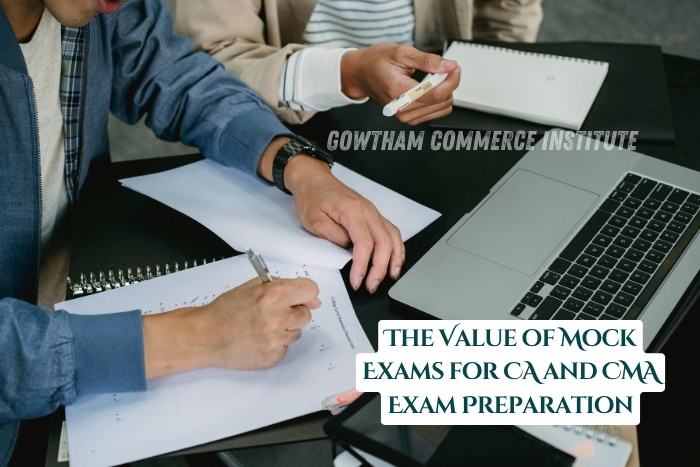 Students attending mock exam sessions at Gowtham Commerce Institute in Peelamedu, Coimbatore
