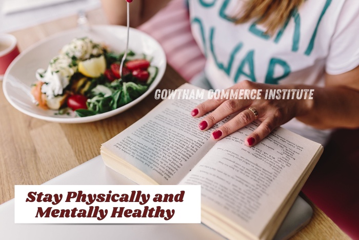 Student at Gowtham Commerce Institute, Peelamedu, Coimbatore staying physically and mentally healthy by eating a nutritious 