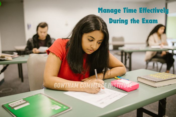 Student practicing time management during a mock exam session at Gowtham Commerce Institute in Peelamedu, Coimbatore