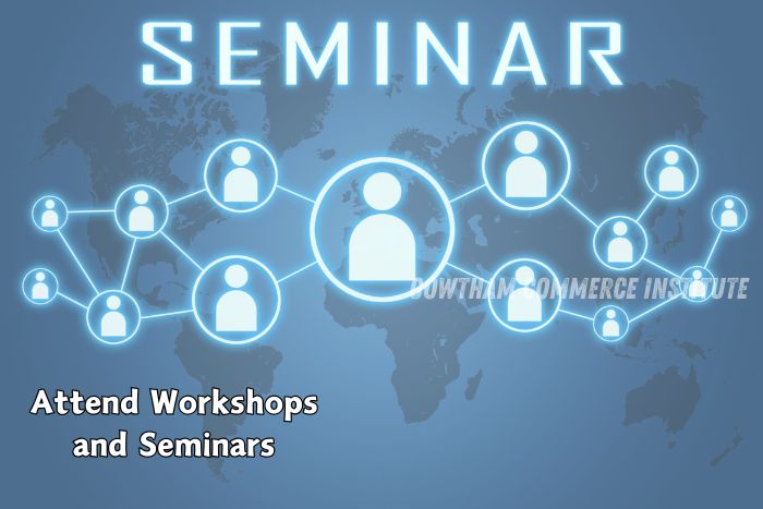 Seminar network graphic representing workshops and seminars conducted by Gowtham Commerce Institute in Peelamedu, Coimbatore