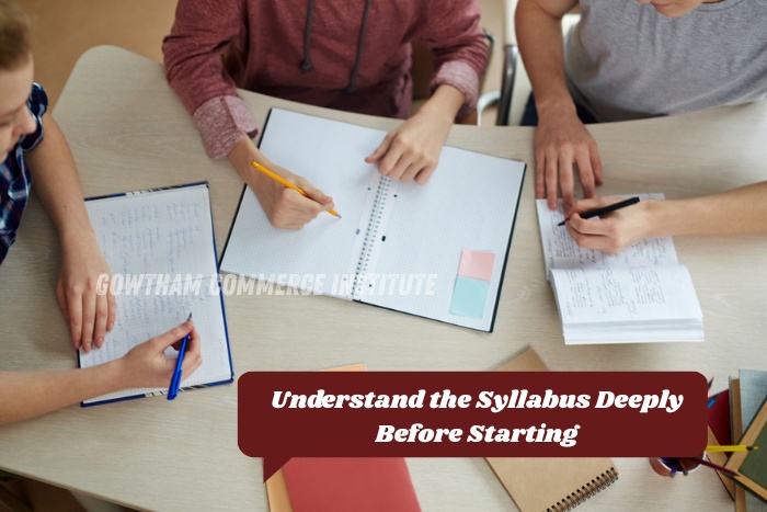 Students discussing and understanding CA and CMA syllabus at Gowtham Commerce Institute in Peelamedu, Coimbatore